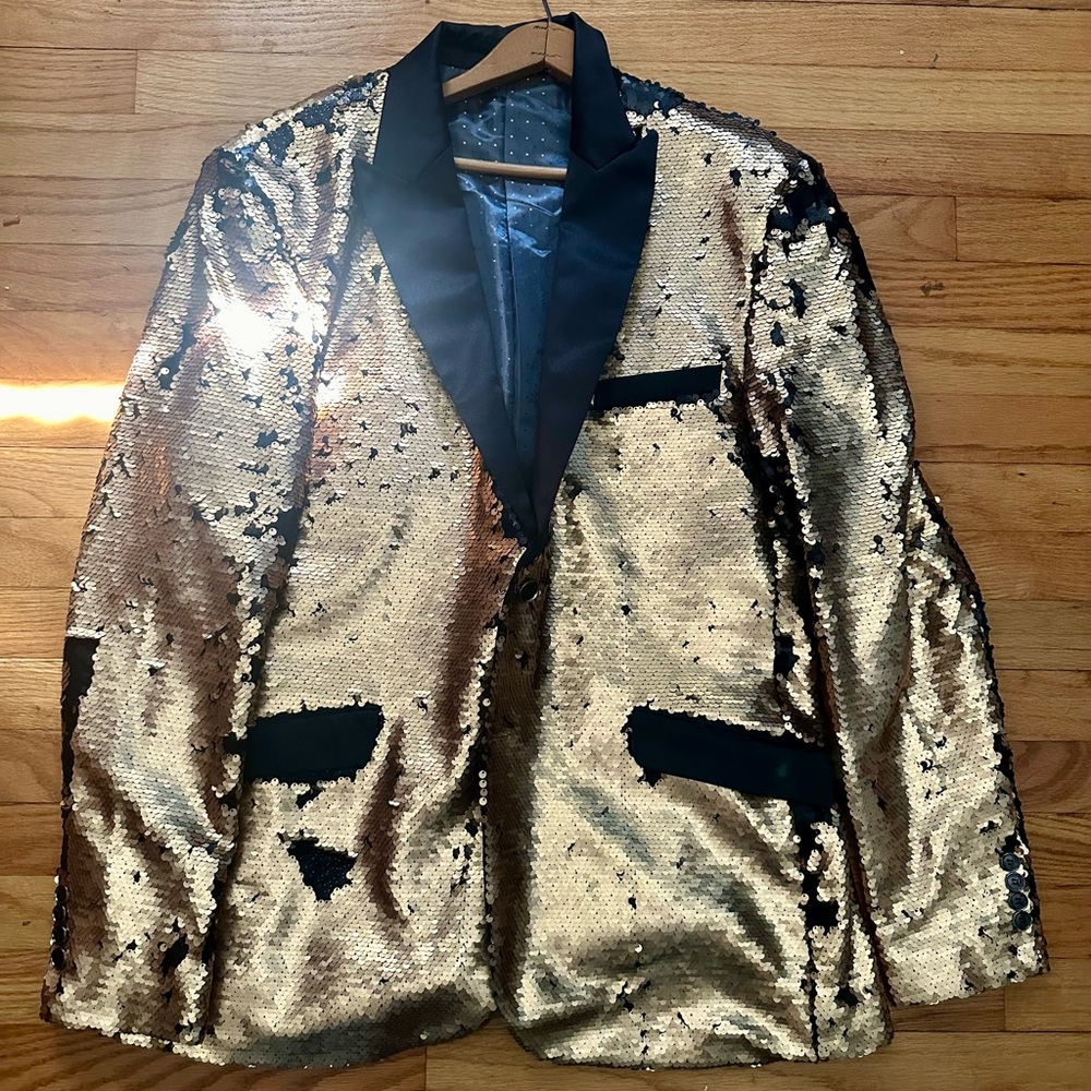 Sequin Tuxedo Jacket (Sequins Reverse Gold/Black)… - image 1